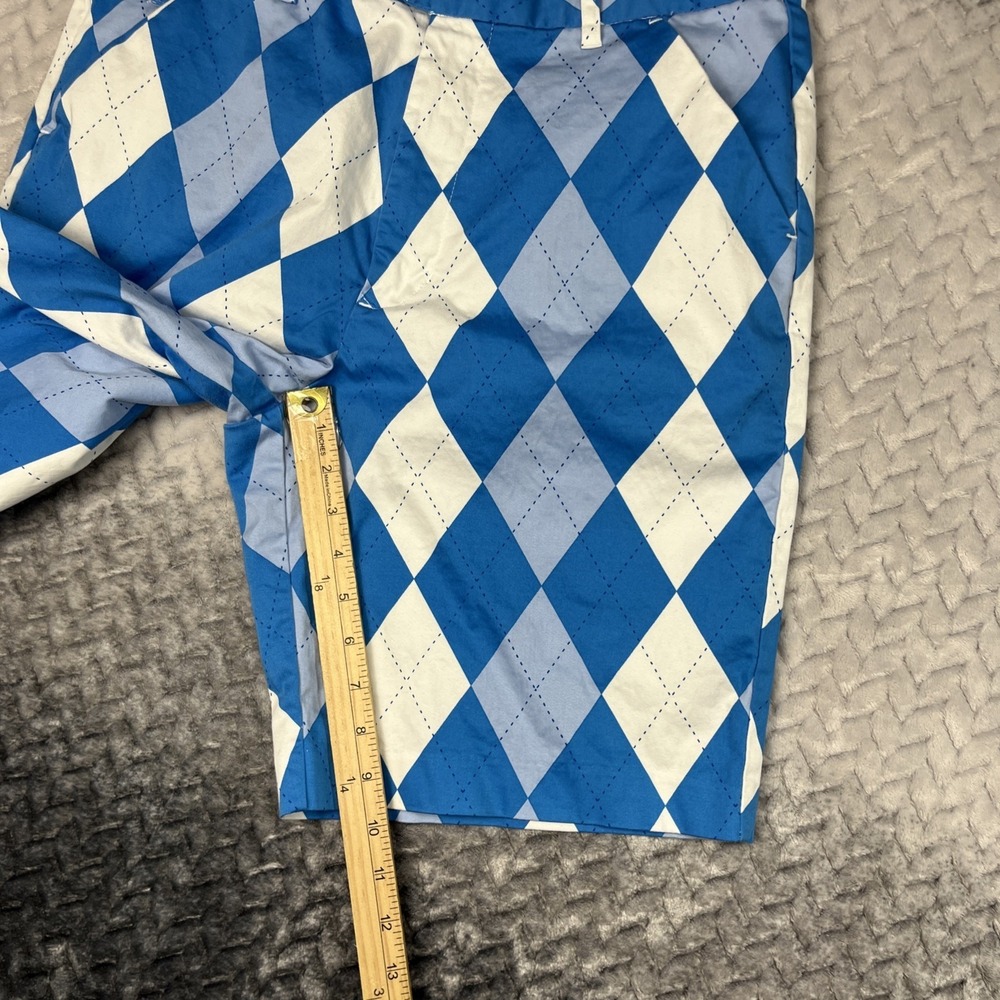 Royal & Awesome Golf Shorts Mens Size 34 Blue Argyle Cotton Stretch Outdoor - Picture 8 of 12